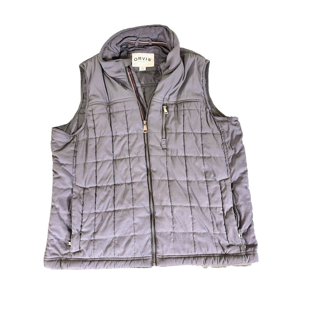 Orvis Men's L Classic Collection Quilted Insulated Vest Black Gray Puffer Large